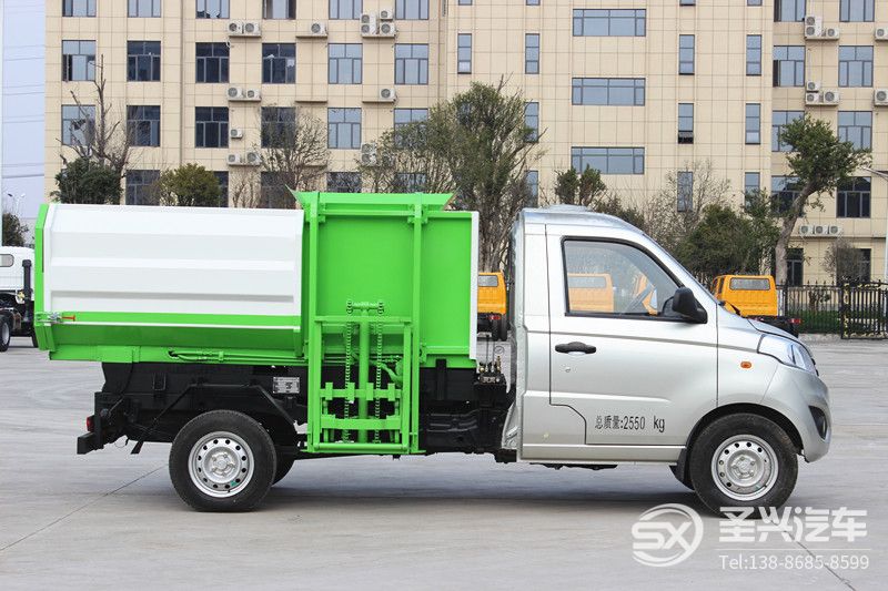 福田伽途3方側(cè)裝掛桶自卸式垃圾車(藍(lán)牌) 福田伽途3方側(cè)裝掛桶自卸式垃圾車(藍(lán)牌)