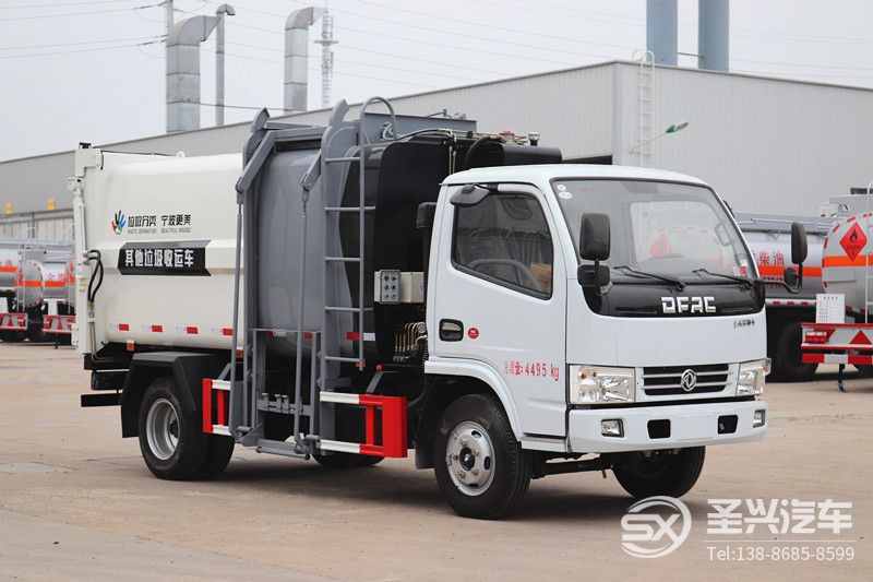 全新款東風(fēng)多利卡側(cè)裝掛桶壓縮垃圾車