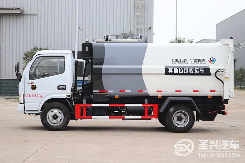 全新款東風多利卡側(cè)裝掛桶壓縮垃圾車