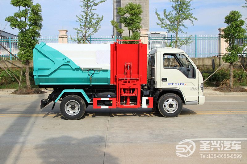 福田時(shí)代4方側(cè)裝掛桶垃圾轉(zhuǎn)運(yùn)車(chē)