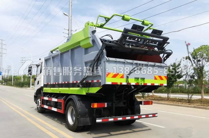 國六東風(fēng)天錦后翻桶無泄漏壓縮式垃圾車