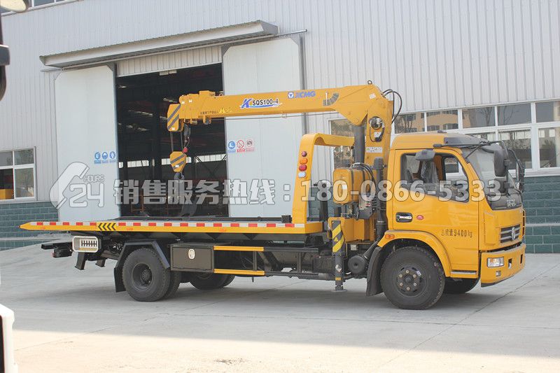 東風多利卡D7一拖二清障車-帶徐工3.2噸吊機