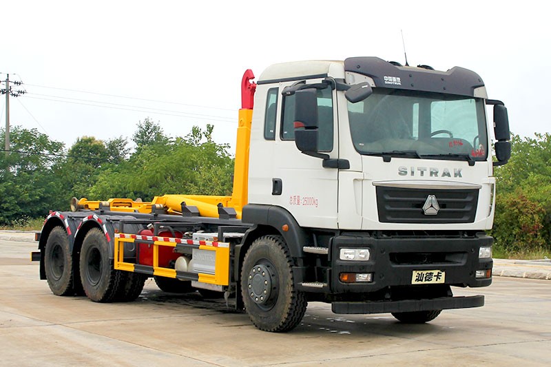 重汽汕德卡后雙橋勾臂垃圾車 20方