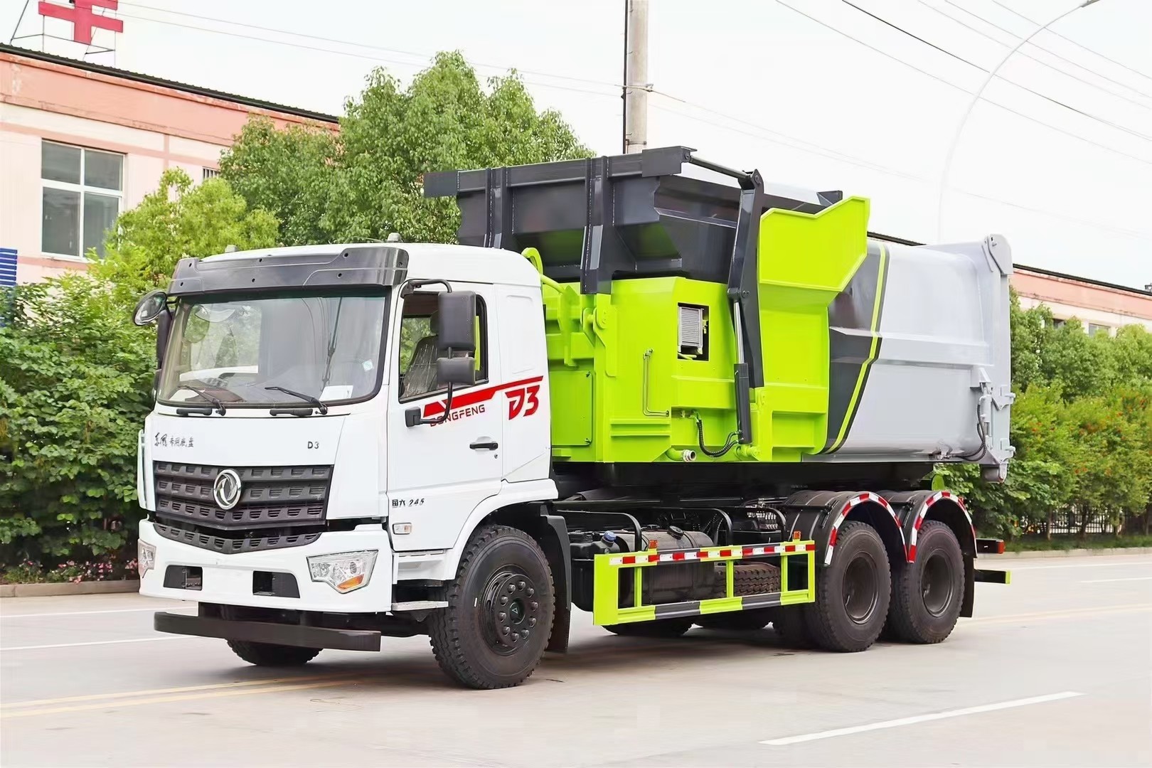 東風專用D3后雙橋勾臂垃圾車 18方