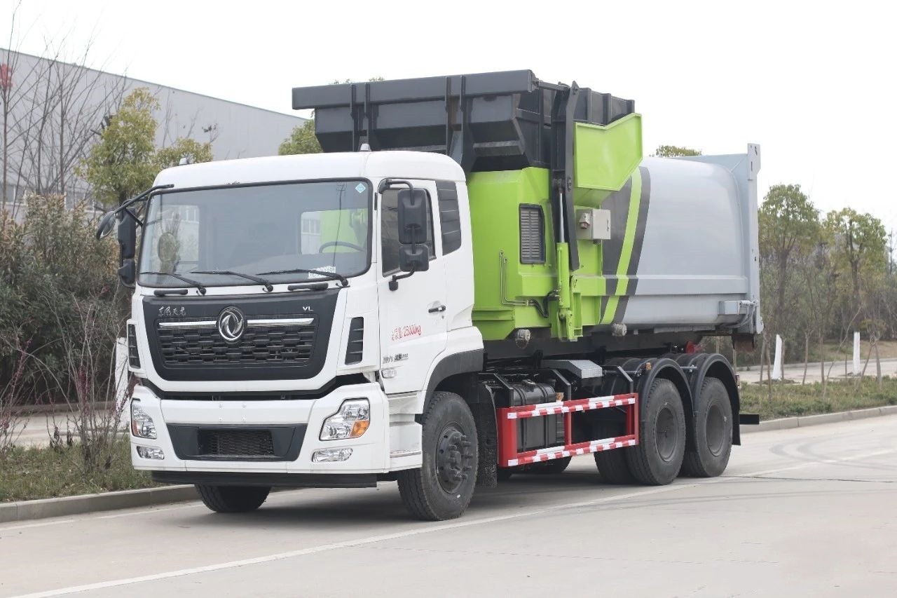 東風天龍VL后雙橋勾臂垃圾車 20方